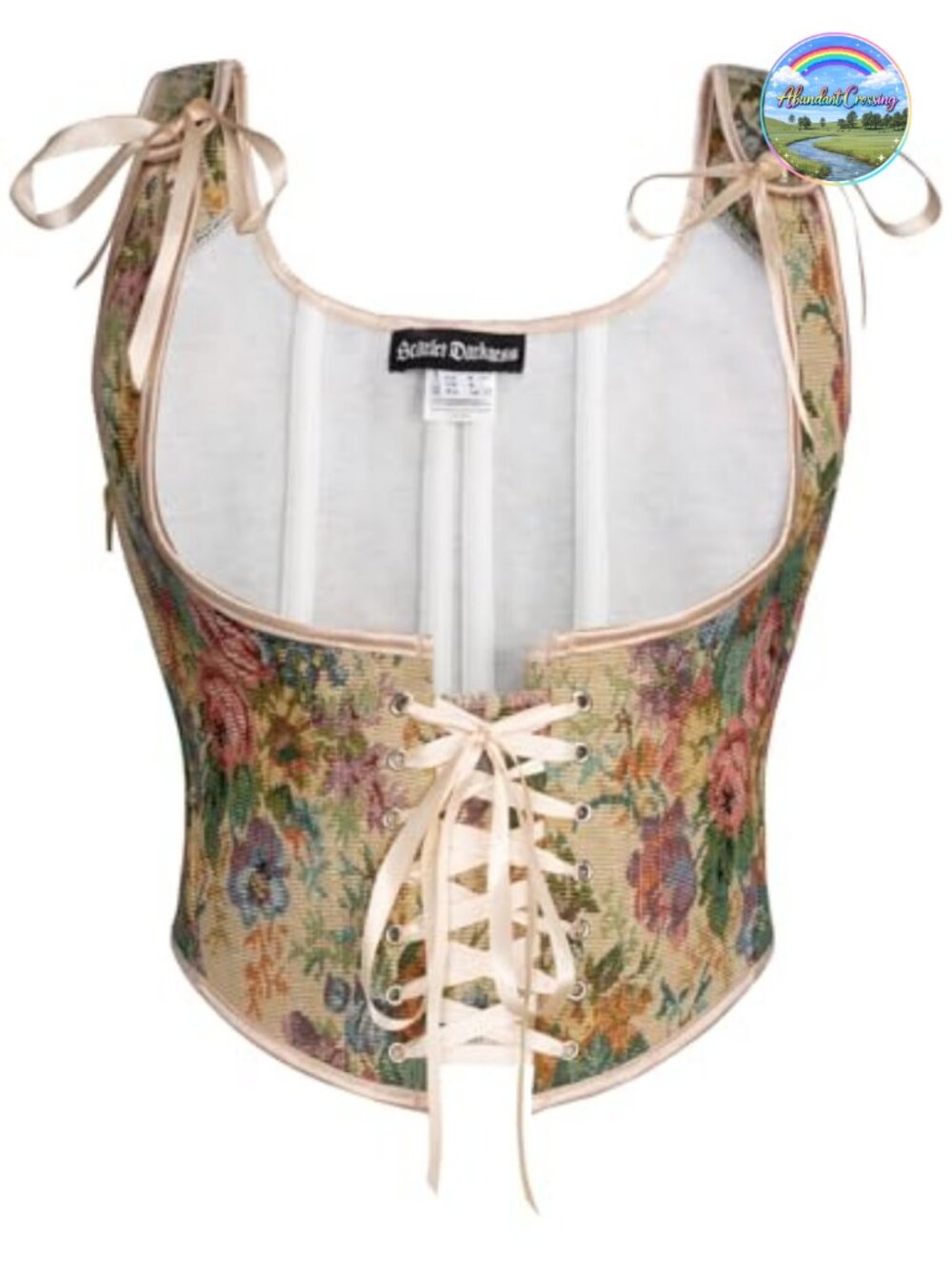 Boned Underbust Corset Top Lace-Up Front Zip Closure Hand Wash